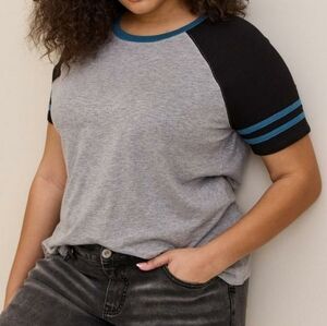 NWT Torrid Varsity Raglan Crew Neck Tee